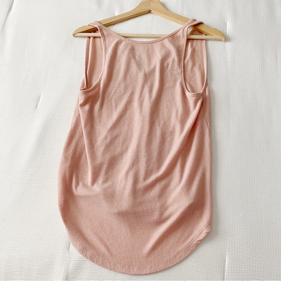 Pacsun Me to We Pink Ribbed Split Collar Light Pink Tank Top - Picture 4 of 6